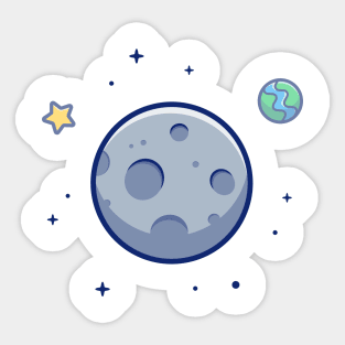 Moon in space cartoon Sticker